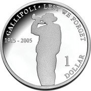 Australia 1 Dollar Gallipoli 2005 B Proof KM# 748a GALLIPOLI∙LEST WE FORGET 1915-2005 1 DOLLAR coin reverse