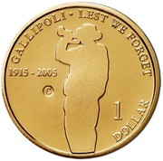 Australia 1 Dollar Gallipoli 2005 C KM# 748 GALLIPOLI ∙ LEST WE FORGET 1945-2005 1 DOLLAR coin reverse