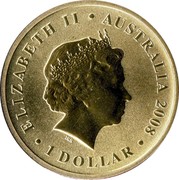 Australia 1 Dollar Green Turtle 2008 KM# 1176 ELIZABETH II AUSTRALIA 2008 1 DOLLAR IRB coin obverse Australia 1 Dollar Green Turtle 2008 KM# 1176 ELIZABETH II AUSTRALIA 2008 1 DOLLAR IRB coin obverse