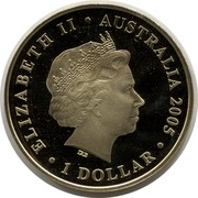 Australia 1 Dollar Indigenous Kangaroo 2005 KM# 835 ELIZABETH II AUSTRALIA 2005 1 DOLLAR IRB coin obverse