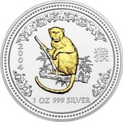 Australia 1 Dollar Lunar Monkey (Gilded) 2004 KM# 674a 2004 1 OZ 999 SILVER SA coin reverse Australia 1 Dollar Lunar Monkey (Gilded) 2004 KM# 674a 2004 1 OZ 999 SILVER SA coin reverse