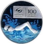 Australia 1 Dollar Swimming Australia Anniversary 2009 KM# 1359 CELEBRATING SWIMMING AUSTRALIA 100 YEAR OF EXCELLENCE P coin reverse Australia 1 Dollar Swimming Australia Anniversary 2009 KM# 1359 CELEBRATING SWIMMING AUSTRALIA 100 YEAR OF EXCELLENCE P coin reverse