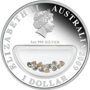 Australia 1 Dollar (Treasures of Australia) KM# 1242 ELIZABETH II AUSTRALIA 2009 1 DOLLAR 1 OZ 999 SILVER IRB coin obverse