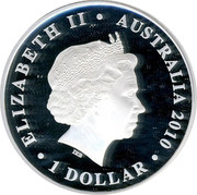 Australia 1 Dollar Victoria 2010 KM# 1452 ELIZABETH II AUSTRALIA 2010 1 DOLLAR IRB coin obverse Australia 1 Dollar Victoria 2010 KM# 1452 ELIZABETH II AUSTRALIA 2010 1 DOLLAR IRB coin obverse