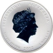 Australia 1 Dollar Year of the Dragon (Red) 2012 KM# 1664.3 ELIZABETH II AUSTRALIA 1 OZ 999 SILVER 2012 1 DOLLAR IRB coin obverse Australia 1 Dollar Year of the Dragon (Red) 2012 KM# 1664.3 ELIZABETH II AUSTRALIA 1 OZ 999 SILVER 2012 1 DOLLAR IRB coin obverse