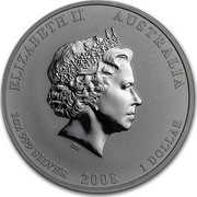 Australia 1 Dollar Year of the Mouse (Gilded) 2008 Proof KM# 1755b ELIZABETH II AUSTRALIA 1 OZ 999 SILVER 2008 1 DOLLAR IRB coin obverse Australia 1 Dollar Year of the Mouse (Gilded) 2008 Proof KM# 1755b ELIZABETH II AUSTRALIA 1 OZ 999 SILVER 2008 1 DOLLAR IRB coin obverse