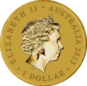 Australia 1 Dollar Year of the Snake 2013 KM# 2015b ELIZABETH II AUSTRALIA 2013 1 DOLLAR IRB coin obverse Australia 1 Dollar Year of the Snake 2013 KM# 2015b ELIZABETH II AUSTRALIA 2013 1 DOLLAR IRB coin obverse