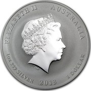 Australia 1 Dollar Year of the Snake (Green) 2013 KM# 1831c ELIZABETH II AUSTRALIA 1 OZ 999 SILVER 2013 1 DOLLAR IRB coin obverse Australia 1 Dollar Year of the Snake (Green) 2013 KM# 1831c ELIZABETH II AUSTRALIA 1 OZ 999 SILVER 2013 1 DOLLAR IRB coin obverse