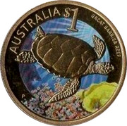 Australia $1 Great Barrier Reef 2010 KM# 1384 AUSTRALIA $1 GREAT BARRIER REEF P RV coin reverse Australia $1 Great Barrier Reef 2010 KM# 1384 AUSTRALIA $1 GREAT BARRIER REEF P RV coin reverse