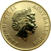 Australia $1 Greater Blue Mountains 2010 KM# 1385 ELIZABETH II AUSTRALIA 2010 IRB coin obverse Australia $1 Greater Blue Mountains 2010 KM# 1385 ELIZABETH II AUSTRALIA 2010 IRB coin obverse