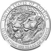 USA $1 Lions Club Centennial 2017 P KM# 658 UNITED STATES OF AMERICA E PLURIBUS UNUM $1 CELEBRATING 100 YEARS OF SERVICE coin reverse USA $1 Lions Club Centennial 2017 P KM# 658 UNITED STATES OF AMERICA E PLURIBUS UNUM $1 CELEBRATING 100 YEARS OF SERVICE coin reverse