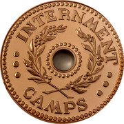 Australia 1 Penny ND(1943) KM# Tn1.3 Token coinage ∙ ∙ ∙ INTERNAMENT ∙ ∙ ∙ CAMPS coin obverse Australia 1 Penny ND(1943) KM# Tn1.3 Token coinage ∙ ∙ ∙ INTERNAMENT ∙ ∙ ∙ CAMPS coin obverse