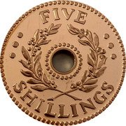 Australia 1 Penny ND(1943) KM# Tn1.3 Token coinage ∙ ∙ ∙ FIVE ∙ ∙ ∙ SHILIING coin reverse Australia 1 Penny ND(1943) KM# Tn1.3 Token coinage ∙ ∙ ∙ FIVE ∙ ∙ ∙ SHILIING coin reverse