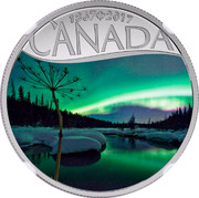 Canada 10 Dollars Aurora Borealis at McIntyre Creek 2017 Proof 1867 - 2017 CANADA coin reverse
