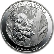 Australia 10 Dollars Australian Koala 2013 KM# 1980 AUSTRALIAN KOALA 2013 10 OZ 999 SILVER P TV coin reverse Australia 10 Dollars Australian Koala 2013 KM# 1980 AUSTRALIAN KOALA 2013 10 OZ 999 SILVER P TV coin reverse