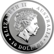 Australia 10 Dollars Australian Kookaburra 2013 KM# 1986 ELIZABETH II AUSTRALIA 10 DOLLARS IRB coin obverse Australia 10 Dollars Australian Kookaburra 2013 KM# 1986 ELIZABETH II AUSTRALIA 10 DOLLARS IRB coin obverse