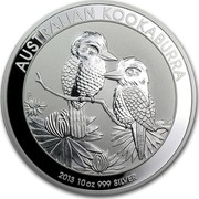 Australia 10 Dollars Australian Kookaburra 2013 KM# 1986 AUSTRALIAN KOOKABURRA 2013 10 OZ 999 SILVER P NM coin reverse Australia 10 Dollars Australian Kookaburra 2013 KM# 1986 AUSTRALIAN KOOKABURRA 2013 10 OZ 999 SILVER P NM coin reverse