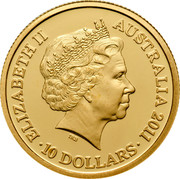 Australia 10 Dollars Year of the Rabbit 2011 Proof KM# 1662 ELIZABETH II AUSTRALIA 2011 10 DOLLARS IRB coin obverse Australia 10 Dollars Year of the Rabbit 2011 Proof KM# 1662 ELIZABETH II AUSTRALIA 2011 10 DOLLARS IRB coin obverse