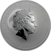 Australia 10 Dollars Year of the Snake 2013 KM# 1995 ELIZABETH II AUSTRALIA 10 OZ 999 SILVER 2013 10 DOLLARS IRB coin obverse Australia 10 Dollars Year of the Snake 2013 KM# 1995 ELIZABETH II AUSTRALIA 10 OZ 999 SILVER 2013 10 DOLLARS IRB coin obverse