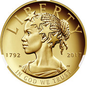 USA 100 Dollars American Liberty 225th Anniversary 2017 W Proof KM# 668 LIBERTY 1792 2017 IN GOD WE TRUST JK PH coin obverse USA 100 Dollars American Liberty 225th Anniversary 2017 W Proof KM# 668 LIBERTY 1792 2017 IN GOD WE TRUST JK PH coin obverse