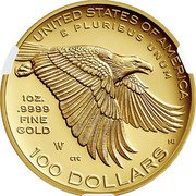 USA 100 Dollars American Liberty 225th Anniversary 2017 W Proof KM# 668 UNITED STATES OF AMERICA E PLURIBUS UNUM 1OZ. .9999 FINE GOLD 100 DOLLARS coin reverse USA 100 Dollars American Liberty 225th Anniversary 2017 W Proof KM# 668 UNITED STATES OF AMERICA E PLURIBUS UNUM 1OZ. .9999 FINE GOLD 100 DOLLARS coin reverse