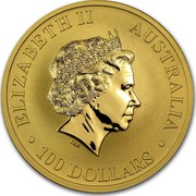 Australia 100 Dollars Australian Kangaroo 2013 KM# 1992 ELIZABETH II AUSTRALIA 100 DOLLARS IRB coin obverse Australia 100 Dollars Australian Kangaroo 2013 KM# 1992 ELIZABETH II AUSTRALIA 100 DOLLARS IRB coin obverse