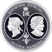 Canada 100 Dollars Confederation Medals Juventas et Patrius Vigor 2017 Proof ELIZABETH II D∙G∙REGINA VICTORIA D∙G∙REGINA coin obverse Canada 100 Dollars Confederation Medals Juventas et Patrius Vigor 2017 Proof ELIZABETH II D∙G∙REGINA VICTORIA D∙G∙REGINA coin obverse