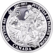 Canada 100 Dollars Confederation Medals Juventas et Patrius Vigor 2017 Proof 100 DOLLARS CANADA 1867 - 2017 JUVENTAS ET PATRIUS VIGOR coin reverse Canada 100 Dollars Confederation Medals Juventas et Patrius Vigor 2017 Proof 100 DOLLARS CANADA 1867 - 2017 JUVENTAS ET PATRIUS VIGOR coin reverse
