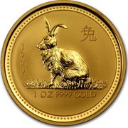 Australia 100 Dollars Lunar Rabbit 1999 KM# 428 1999 1 OZ 9999 GOLD P100 coin reverse Australia 100 Dollars Lunar Rabbit 1999 KM# 428 1999 1 OZ 9999 GOLD P100 coin reverse