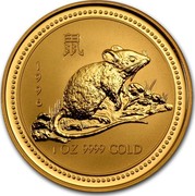 Australia 100 Dollars Lunar Rat 1996 KM# 300 1996 1 OZ 9999 GOLD coin reverse Australia 100 Dollars Lunar Rat 1996 KM# 300 1996 1 OZ 9999 GOLD coin reverse