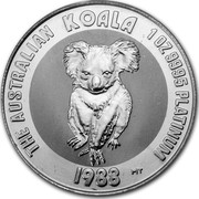 Australia 100 Dollars The Australian Koala 1988 KM# 111 THE AUSTRALIAN KOALA 1 OZ 9995 PLATINUM 1988 MT coin reverse Australia 100 Dollars The Australian Koala 1988 KM# 111 THE AUSTRALIAN KOALA 1 OZ 9995 PLATINUM 1988 MT coin reverse