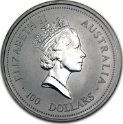 Australia 100 Dollars The Australian Koala 1994 KM# 253 ELIZABETH II AUSTRALIA 100 DOLLARS RDM coin obverse Australia 100 Dollars The Australian Koala 1994 KM# 253 ELIZABETH II AUSTRALIA 100 DOLLARS RDM coin obverse