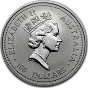 Australia 100 Dollars The Australian Koala 1995 KM# 282 ELIZABETH II AUSTRALIA 100 DOLLARS RDM coin obverse Australia 100 Dollars The Australian Koala 1995 KM# 282 ELIZABETH II AUSTRALIA 100 DOLLARS RDM coin obverse