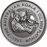 Australia 100 Dollars The Australian Koala 1997 KM# 348 THE AUSTRALIAN KOALA 1 OZ. 9995 PLATINUM 1997 coin reverse Australia 100 Dollars The Australian Koala 1997 KM# 348 THE AUSTRALIAN KOALA 1 OZ. 9995 PLATINUM 1997 coin reverse