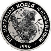 Australia 1000 Dollars (Koalas on a Tree) KM# 186 AUSTRALIAN KOALA 10 OZ 9995 PLATINUM 1996 coin reverse Australia 1000 Dollars (Koalas on a Tree) KM# 186 AUSTRALIAN KOALA 10 OZ 9995 PLATINUM 1996 coin reverse