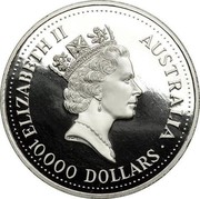 Australia 10000 Dollars (Koala) KM# 159 ELIZABETH II AUSTRALIA 10,000 DOLLARS coin obverse
