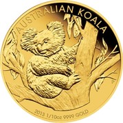 Australia 15 Dollars Australian Koala 2013 P Proof KM# 1982 AUSTRALIAN KOALA 2013 1/10OZ 9999 GOLD coin reverse Australia 15 Dollars Australian Koala 2013 P Proof KM# 1982 AUSTRALIAN KOALA 2013 1/10OZ 9999 GOLD coin reverse