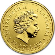 Australia 15 Dollars Lunar Goat 2003 KM# 711 ELIZABETH II AUSTRALIA 15 DOLLARS IRB coin obverse Australia 15 Dollars Lunar Goat 2003 KM# 711 ELIZABETH II AUSTRALIA 15 DOLLARS IRB coin obverse