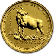 Australia 15 Dollars Lunar Ox 1997 KM# 335 1997 1/10 OZ 9999 GOLD coin reverse Australia 15 Dollars Lunar Ox 1997 KM# 335 1997 1/10 OZ 9999 GOLD coin reverse