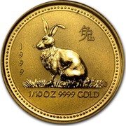 Australia 15 Dollars Lunar Rabbit 1999 KM# 426 1999 1/10 OZ 9999 GOLD P100 coin reverse Australia 15 Dollars Lunar Rabbit 1999 KM# 426 1999 1/10 OZ 9999 GOLD P100 coin reverse