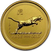 Australia 15 Dollars Lunar Tiger 1998 KM# 506 1998 1/10 OZ 9999 GOLD coin reverse Australia 15 Dollars Lunar Tiger 1998 KM# 506 1998 1/10 OZ 9999 GOLD coin reverse