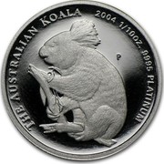 Australia 15 Dollars Single koala on branch 2004 Proof KM# 931 THE AUSTRALIAN KOALA 2004 1/10OZ. 9995 PLATINUM coin reverse Australia 15 Dollars Single koala on branch 2004 Proof KM# 931 THE AUSTRALIAN KOALA 2004 1/10OZ. 9995 PLATINUM coin reverse