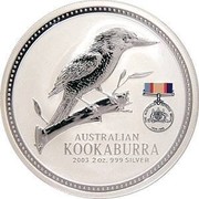 Australia 2 Dollars Australian Kookaburra 2003 World War II 1939 - 1945 KM# 879 AUSTRALIAN KOOKABURRA 2003 2 OZ. 999 SILVER coin reverse Australia 2 Dollars Australian Kookaburra 2003 World War II 1939 - 1945 KM# 879 AUSTRALIAN KOOKABURRA 2003 2 OZ. 999 SILVER coin reverse