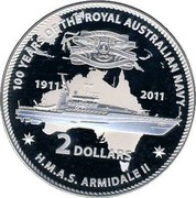 Australia 2 Dollars HMAS Armidale II 2011 KM# 1632 100 YEARS OF THE ROYAL AUSTRALIAN NAVY H.M.A.S. ARMIDALE II 1911 2011 2 DOLLARS coin reverse Australia 2 Dollars HMAS Armidale II 2011 KM# 1632 100 YEARS OF THE ROYAL AUSTRALIAN NAVY H.M.A.S. ARMIDALE II 1911 2011 2 DOLLARS coin reverse