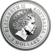 Australia 2 Dollars Lunar Dragon 2000 KM# 523 ELIZABETH II AUSTRALIA 2 DOLLARS IRB coin obverse Australia 2 Dollars Lunar Dragon 2000 KM# 523 ELIZABETH II AUSTRALIA 2 DOLLARS IRB coin obverse