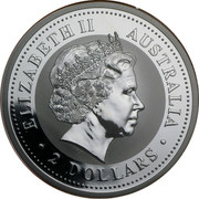 Australia 2 Dollars The Australian Kookaburra 2001 KM# 623.2 ELIZABETH II AUSTRALIA 2 DOLLARS IRB coin obverse Australia 2 Dollars The Australian Kookaburra 2001 KM# 623.2 ELIZABETH II AUSTRALIA 2 DOLLARS IRB coin obverse