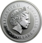 Australia 2 Dollars The Australian Kookaburra 2001 KM# 623.1 ELIZABETH II AUSTRALIA 2 DOLLARS IRB coin obverse Australia 2 Dollars The Australian Kookaburra 2001 KM# 623.1 ELIZABETH II AUSTRALIA 2 DOLLARS IRB coin obverse