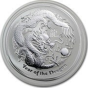 Australia 2 Dollars Year of the Dragon 2012 KM# 1665 YEAR OF THE DRAGON P coin reverse