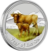 Australia 2 Dollars Year of the Ox (Colorized) 2009 KM# 1751a YEAR OF THE OX P coin reverse Australia 2 Dollars Year of the Ox (Colorized) 2009 KM# 1751a YEAR OF THE OX P coin reverse