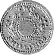 Australia Two Shillings ND(1943) KM# Tn4.2 Token coinage TWO SHILLINGS coin reverse Australia Two Shillings ND(1943) KM# Tn4.2 Token coinage TWO SHILLINGS coin reverse
